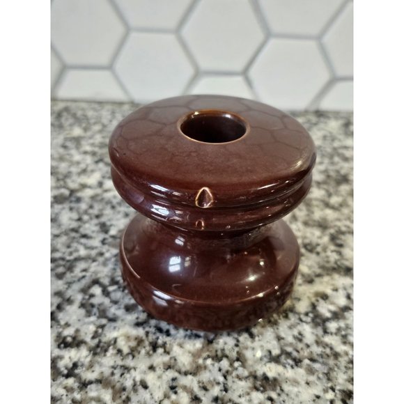 Vintage Porcelain Spool Insulator KNOX #310w Brown Glazed 2.75" x 3" - Picture 1 of 8